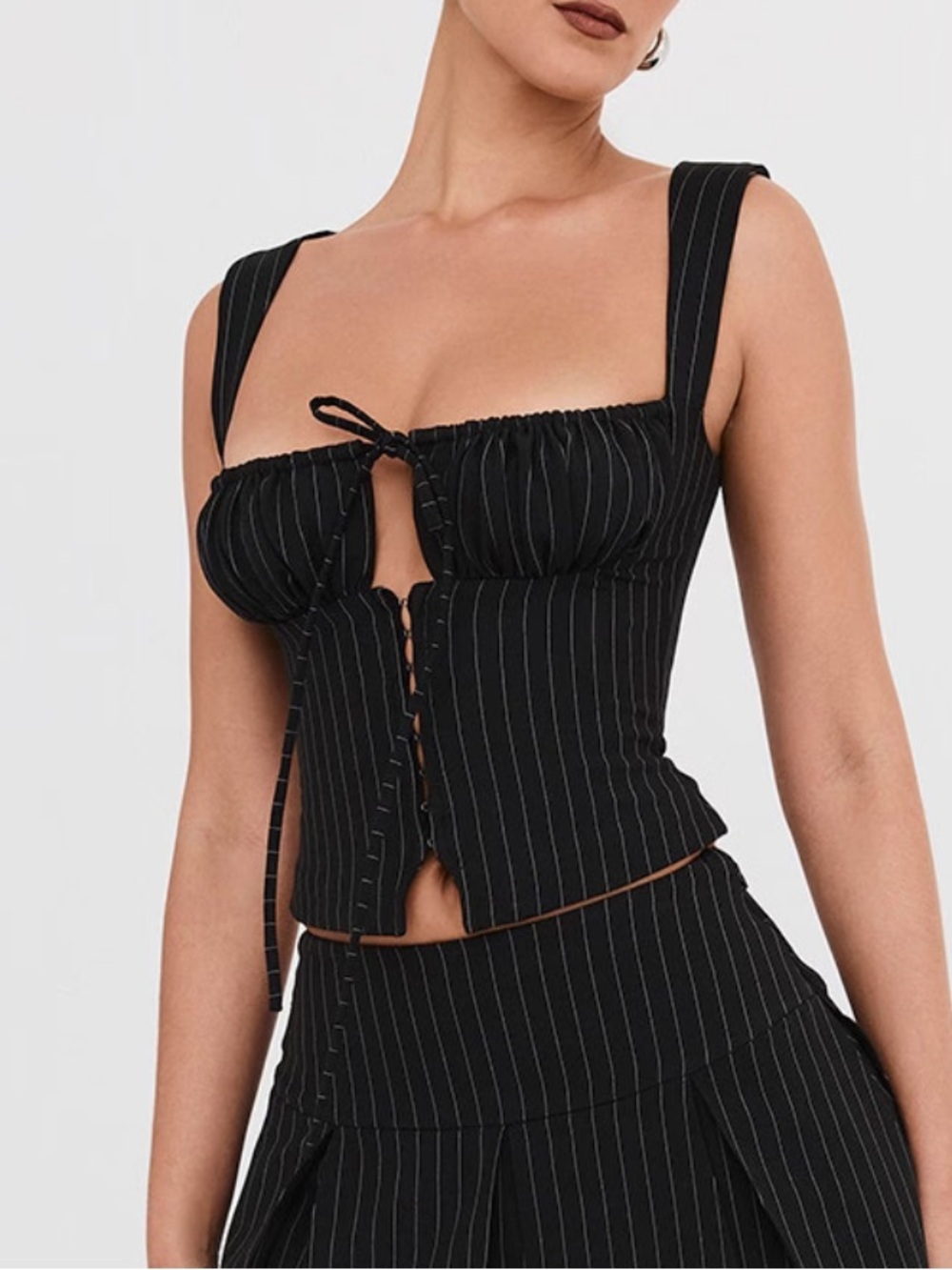 Mistress Rocks NEW black pinstripe top